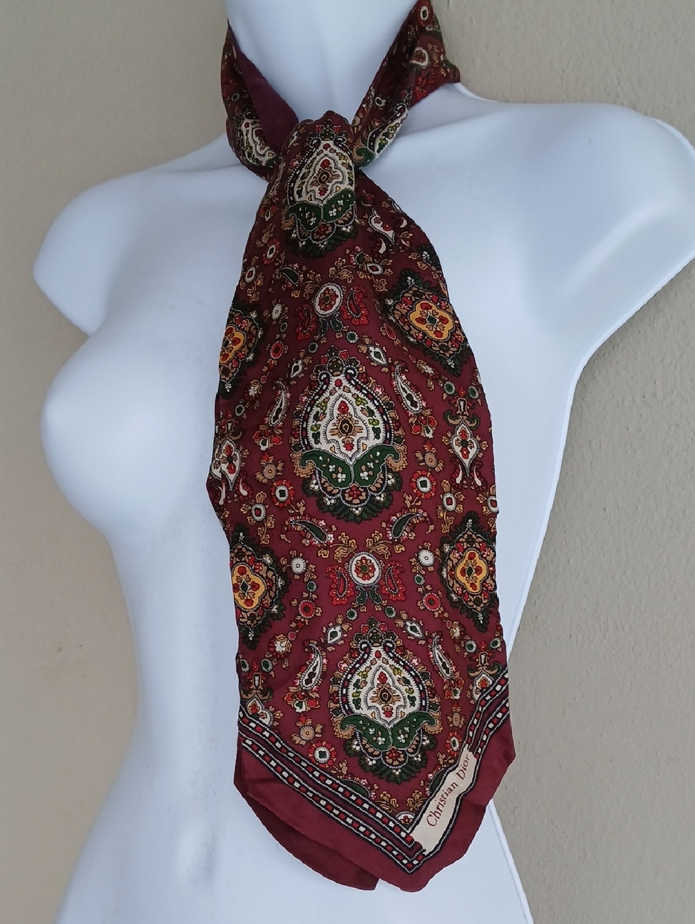 Vintage Christian Dior Classic Silk Scarf For Hair Tie Purse Bag Or Neck Bow Tie - Picture 3 of 7